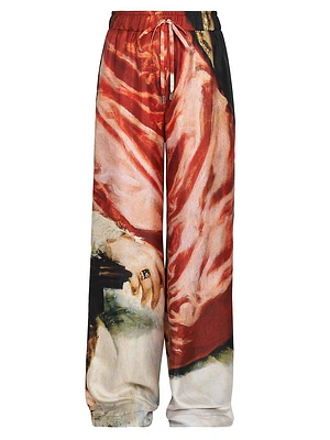 Velazquez Printed Silk Straight-Leg Pants