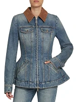 Denim Fit & Flare Zip-Up Jacket