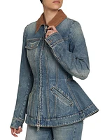 Denim Fit & Flare Zip-Up Jacket