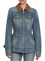 Denim Fit & Flare Zip-Up Jacket