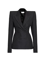 Prince Of Wales Wool-Mohair Double-Breasted Jacket