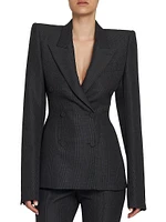 Prince Of Wales Wool-Mohair Double-Breasted Jacket