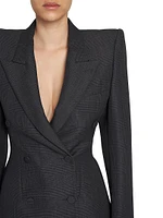 Prince Of Wales Wool-Mohair Double-Breasted Jacket