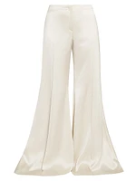 Satin Flared Mid-Rise Pants