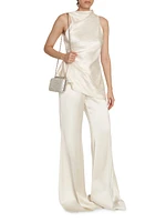 Satin Flared Mid-Rise Pants
