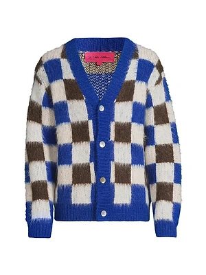 Thistle Gingham Alpaca Knit Cardigan