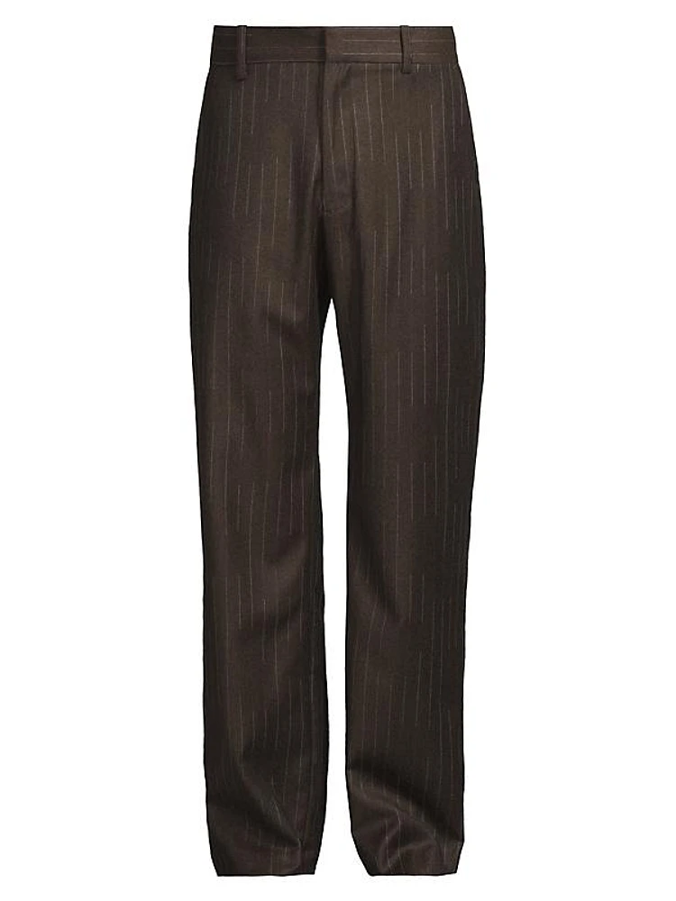 Chalk stripe Flat-Front Trousers