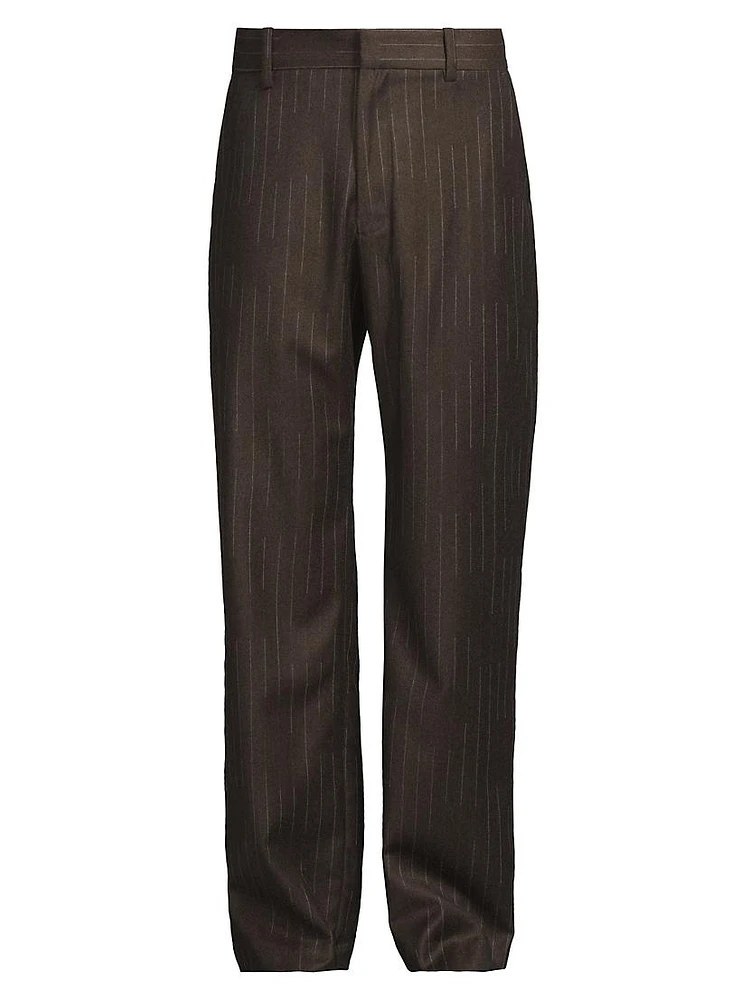 Chalk stripe Flat-Front Trousers