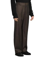 Chalk stripe Flat-Front Trousers