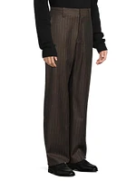 Chalk stripe Flat-Front Trousers