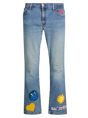 Universe Embroidered Flared Jeans