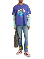 Universe Embroidered Flared Jeans