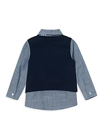 Baby Boy's Chambray Shirt, Vest, & Pants Set