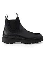 Leather and Stretch Fabric Chelsea Boots