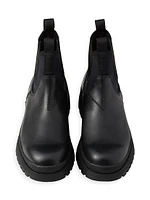 Leather and Stretch Fabric Chelsea Boots