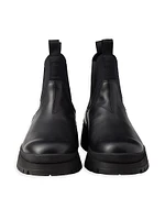 Leather and Stretch Fabric Chelsea Boots