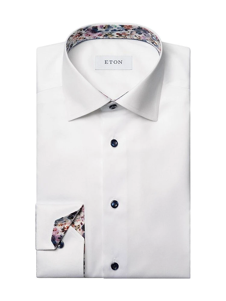 Contemporary-Fit Floral Twill Shirt