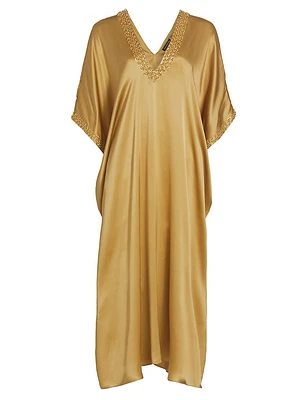 Key Essentials Embroidered Silk Maxi-Dress
