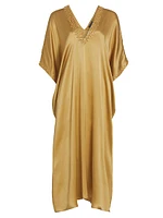 Key Essentials Embroidered Silk Maxi-Dress