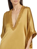 Key Essentials Embroidered Silk Maxi-Dress