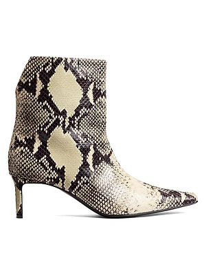 Ona 55MM Snake-Print Leather Ankle Boots