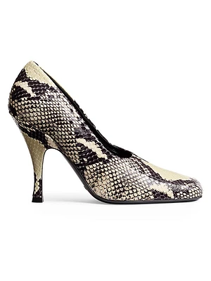Eva 100MM Snake-Embossed Leather Pumps