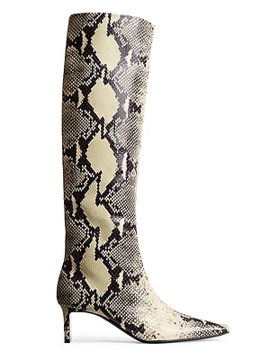 Ona 55MM Snake-Print Leather Knee-High Boots