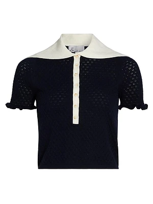 Bettina Pointelle Knit Short-Sleeve Top
