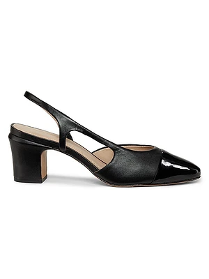 Metallic Cap-Toe Slingback Pumps