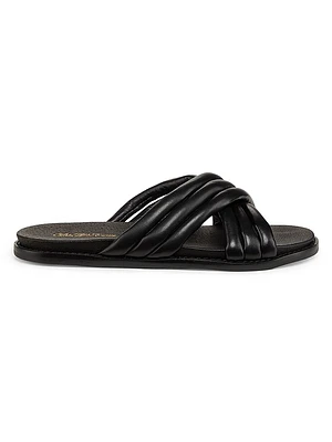 Crisscross Leather Slide Sandals