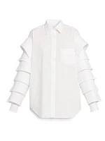 Ruffled-Sleeve Cotton Shirt
