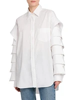 Ruffled-Sleeve Cotton Shirt