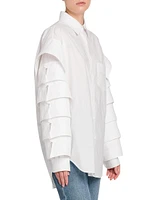 Ruffled-Sleeve Cotton Shirt