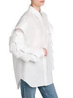 Ruffled-Sleeve Cotton Shirt
