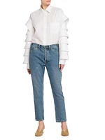 Ruffled-Sleeve Cotton Shirt