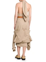 Reconstructed Halter Trench Dress