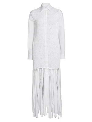 Cotton Poplin Fringe Shirtdress