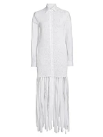 Cotton Poplin Fringe Shirtdress