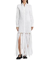 Cotton Poplin Fringe Shirtdress