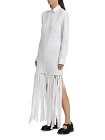 Cotton Poplin Fringe Shirtdress