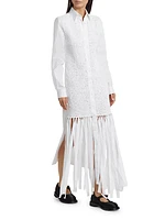 Cotton Poplin Fringe Shirtdress