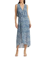 Yuka Floral Burnout Sleeveless Midi-Dress