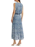 Yuka Floral Burnout Sleeveless Midi-Dress