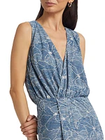 Yuka Floral Burnout Sleeveless Midi-Dress