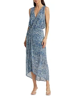 Yuka Floral Burnout Sleeveless Midi-Dress