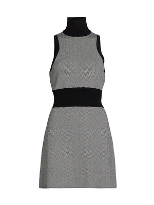 Shelby Herringbone Mock Turtleneck Dress