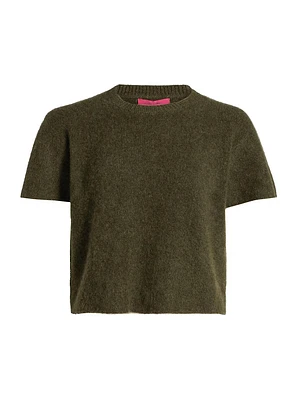 Cashmere Knit Short-Sleeve Sweater