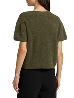 Cashmere Knit Short-Sleeve Sweater