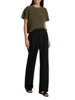 Cashmere Knit Short-Sleeve Sweater