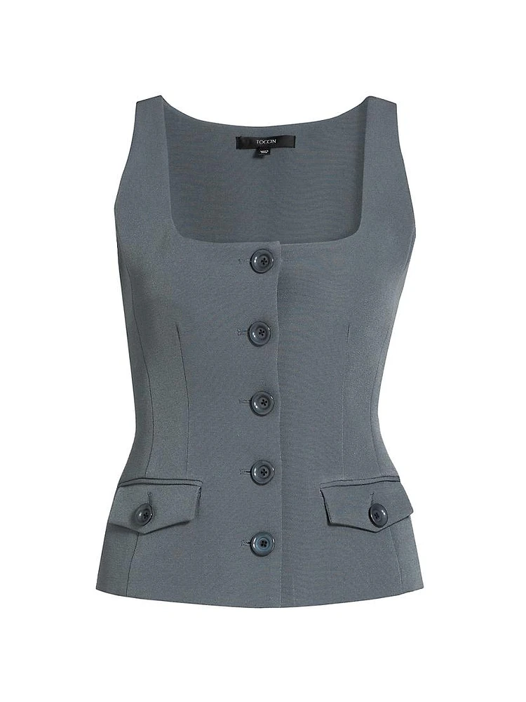 Georgia Button-Front Sleeveless Top